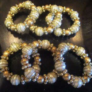 Vintage Pearl Beaded Napkin Rings Formal Dining Kitchen Set of 6